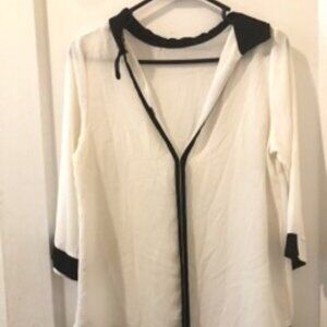 White Shirt W/Black Collar